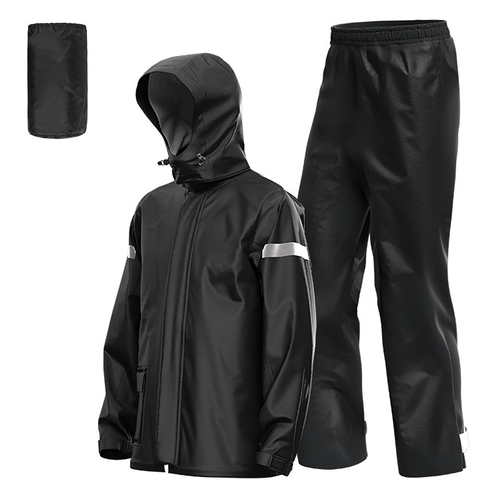 Cycling Gear In Rain - 男性用バイク用レインスーツ、屋外用反射材付き防水レインジャケットとパンツ、バイク乗車、サイクリング、キャンプ、ハイキング用レインギア