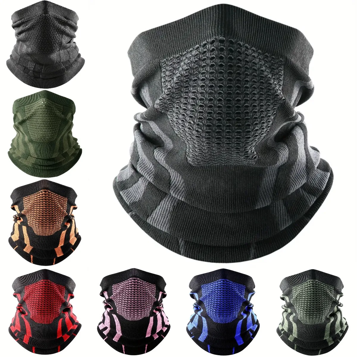 Cycling Face Mask - 色冬通気性快適なサーマルニットスカーフフェイスカバーネックウォーマー自転車サイクリングスキーチューブスカーフハイキングマスク