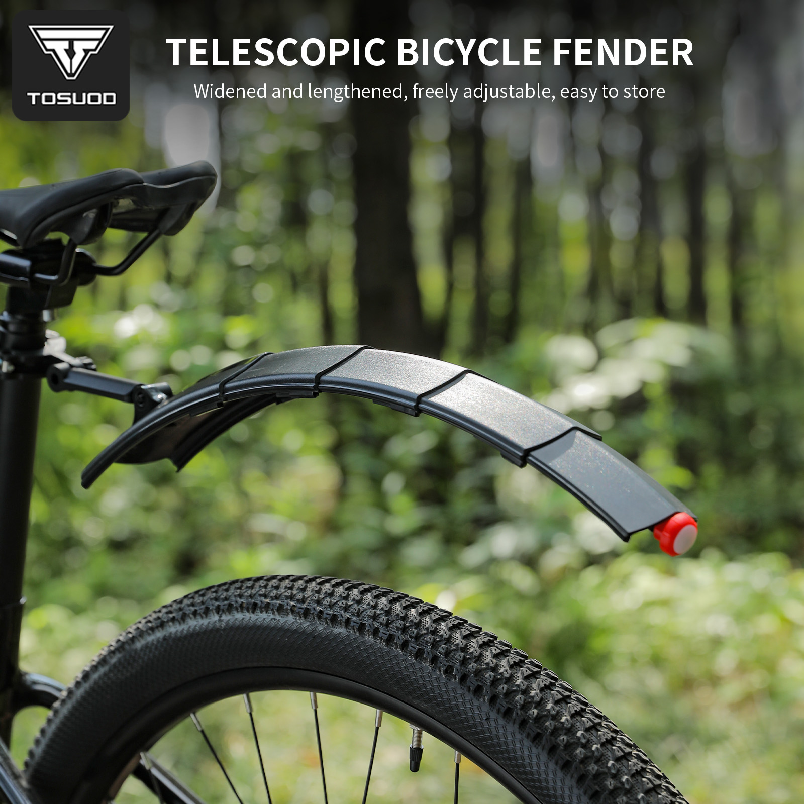 Bike Fender Set - TOSUOD 調節可能な長さの自転車フェンダーセット 幅広で長く クイックリリース フロントリア 耐久性のある