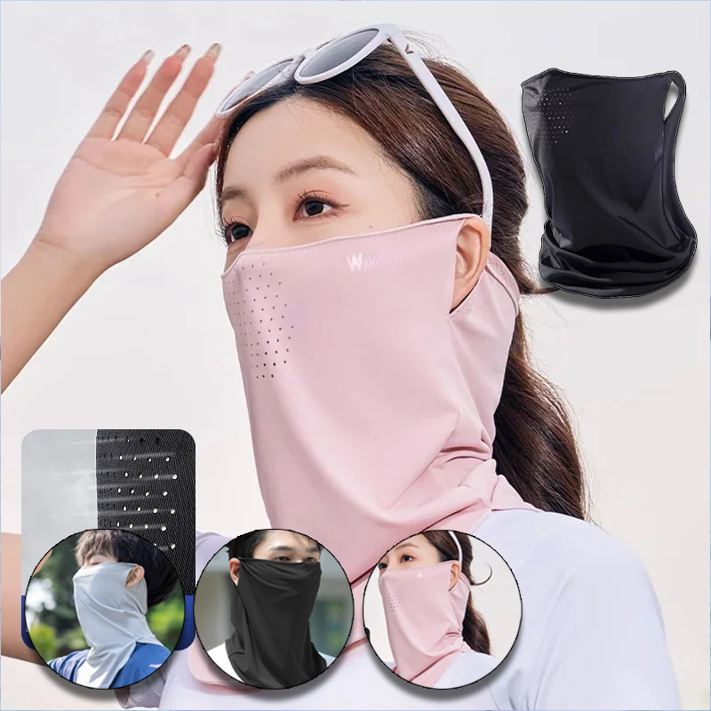 Cycling Face Mask - 夏用UPF50アイスシルク日焼け止めフェイスマスク 男女兼用 アウトドアサイクリング用フルフェイスカバー 通気性ベール