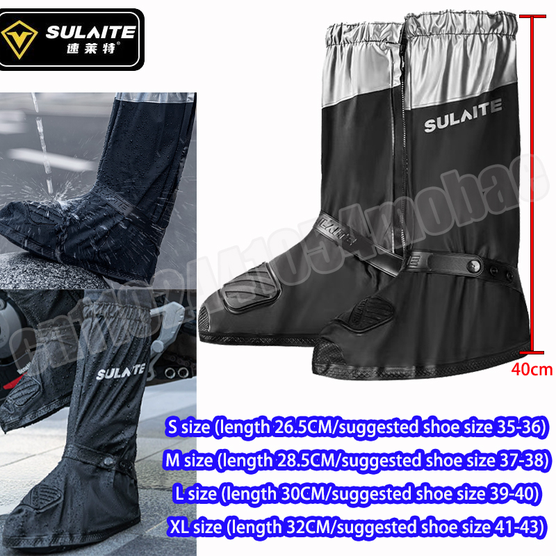 Cycling Gear In Rain - SULAITE オートバイレインブーツ防水靴カバー反射サイクリング靴保護再利用可能なモーターサイクリスト保護具