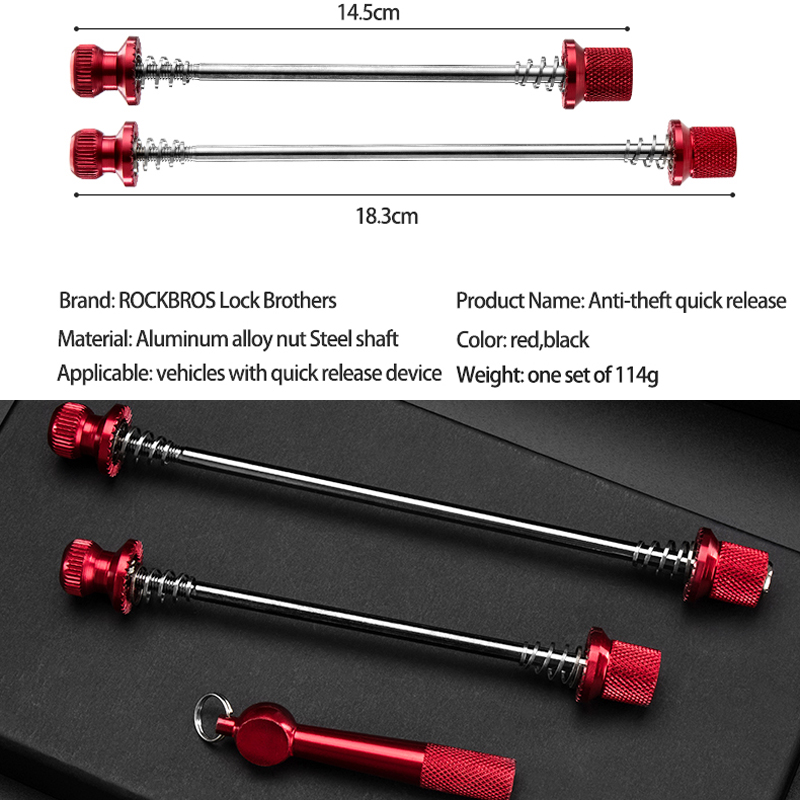 Rockbros-クイックリリース自転車ホイールハブ,フロン - Quick Release Skewer のレビューと価格
