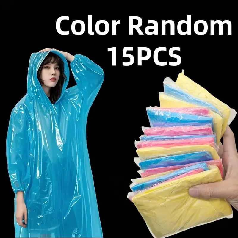 15/30枚入り ランダムカラー使い捨て透明レインポンチョ（ - Cycling Gear In Rain のレビューと価格