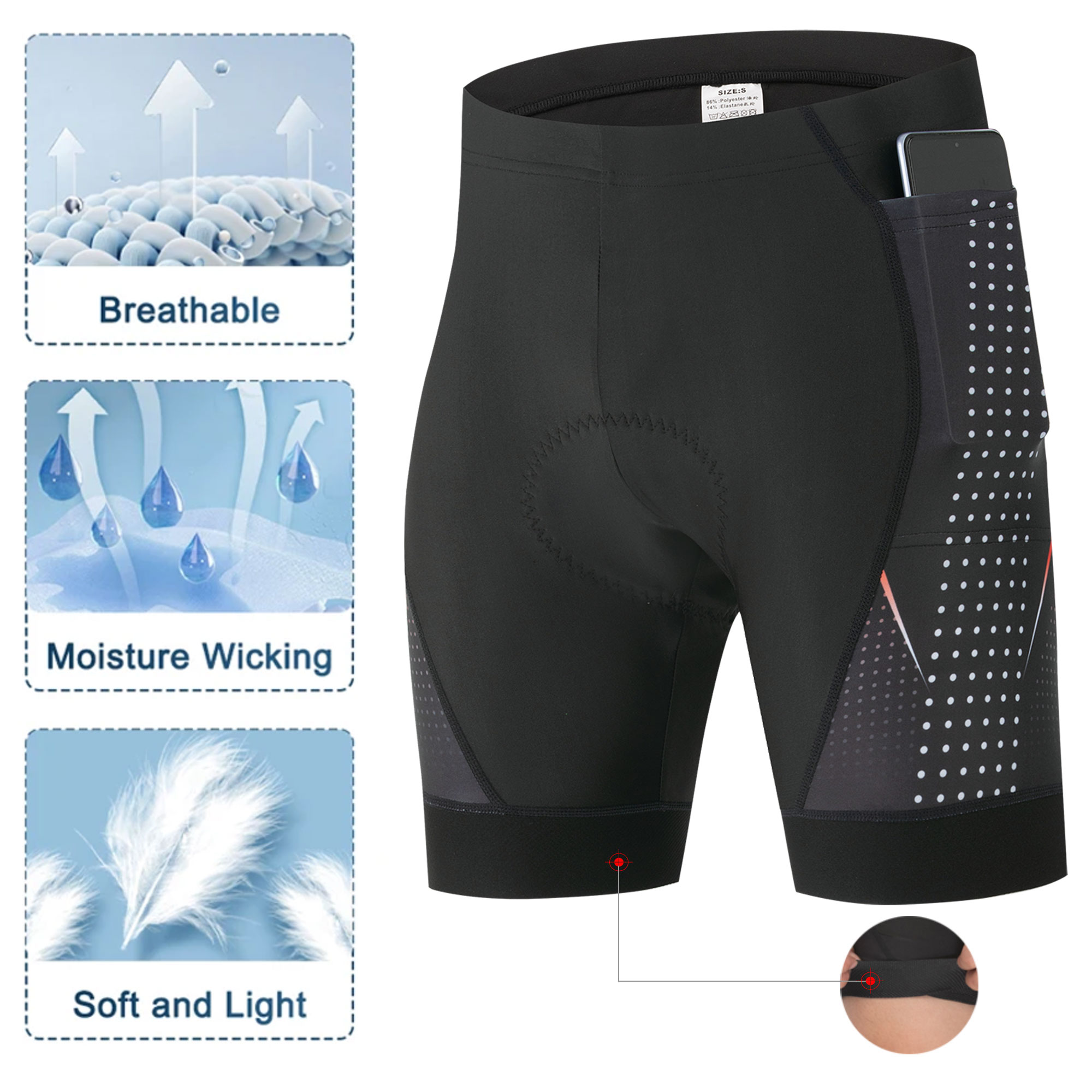 プレミアムロードバイクショーツ 5Dジェルパッド付き メンズ - Cycling Gear Padding のレビューと価格
