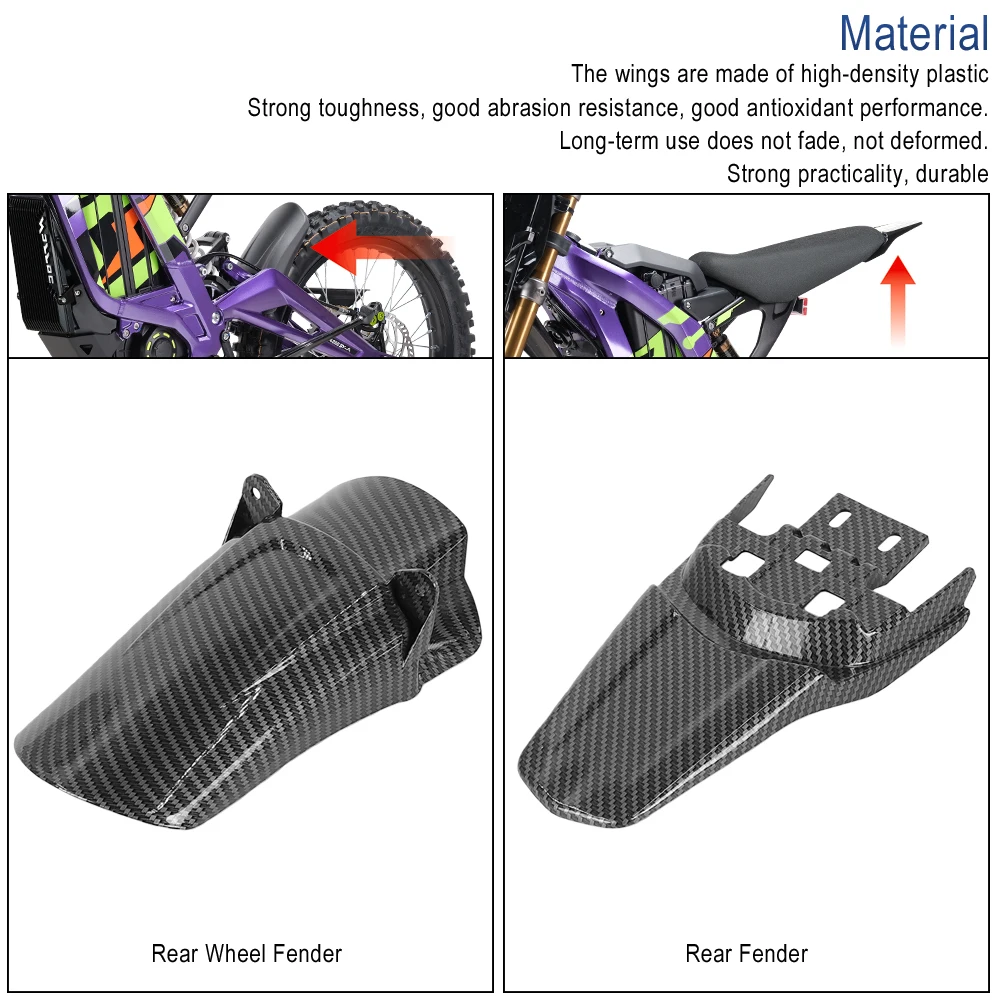 フェンダーセット、カーボンファイバー調、電動バイク用、ライト - Bike Fender Set のレビューと価格