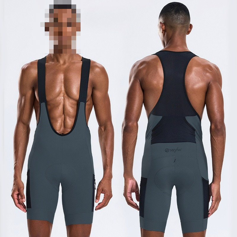 グレーブルーのサイクリングビブショーツ、黒のメッシュバックと - Cycling Gear Padding のレビューと価格